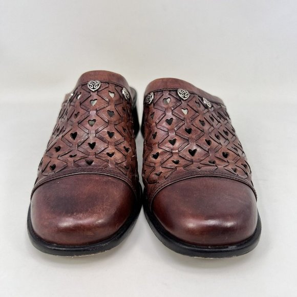 Brighton Fanny Leather Heart Mules Women’s Size 7 M - Picture 3 of 9